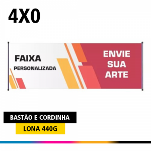 Faixa Lona 440g  4x0 - UV Brilho Madeira e cordinha 