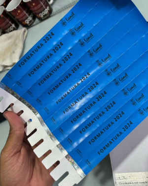 Pulseiras personalizadas Tyvek 10mm 1x0 Impressão a Laser  